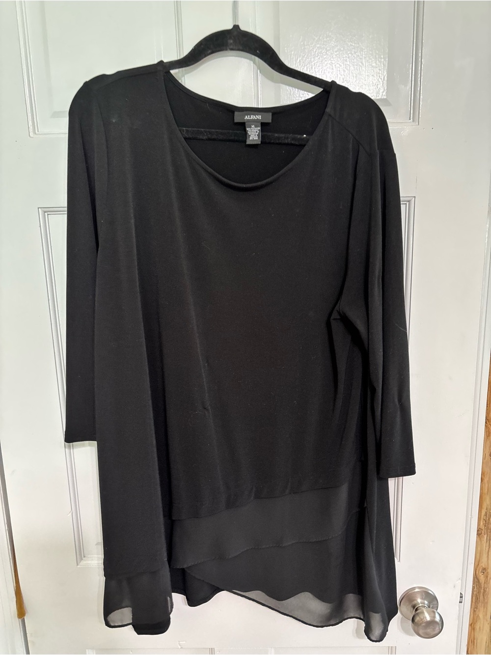 Alfani Black Layered-Hem Long-Sleeve Tunic